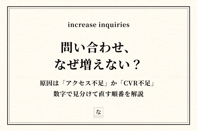ホームページの問い合わせを増やす方法｜原因を「アクセス不足」と「CVR不足」に分けて直す